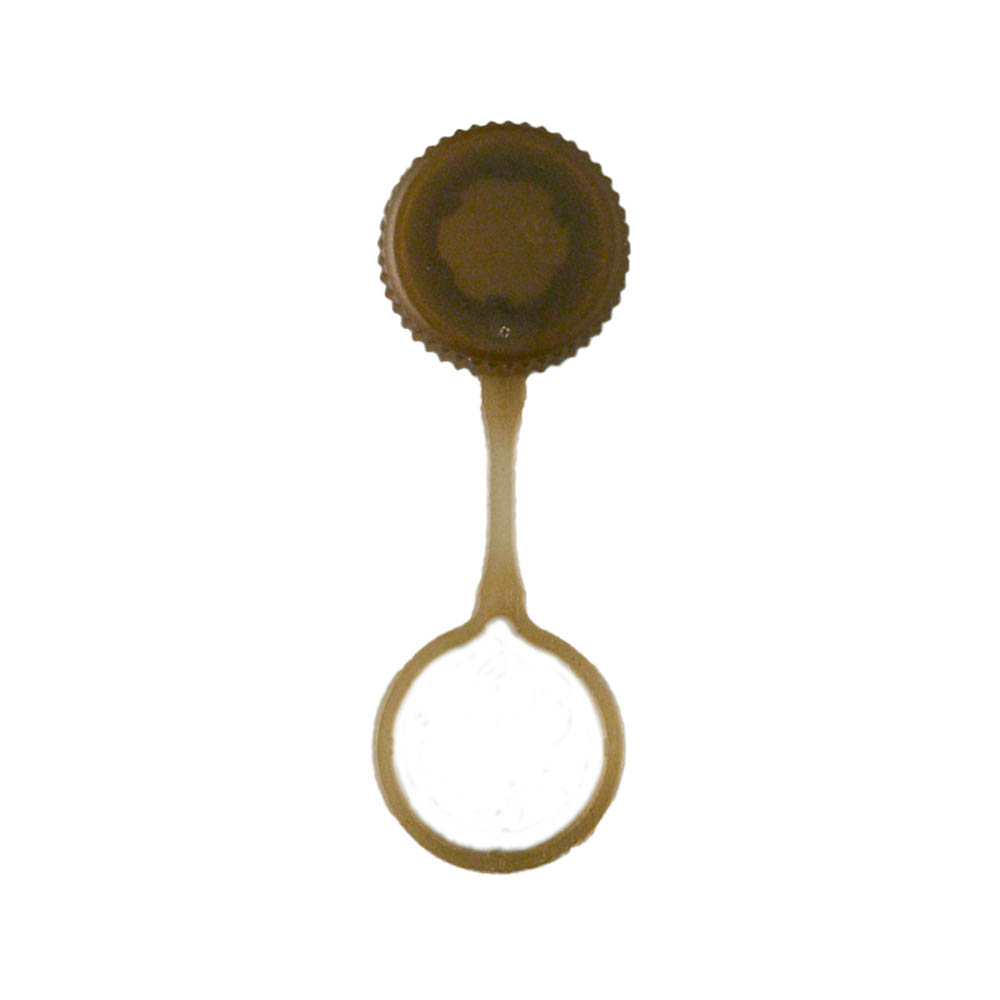Standard Flat Screw Cap with O-Ring, Tethered, Amber
