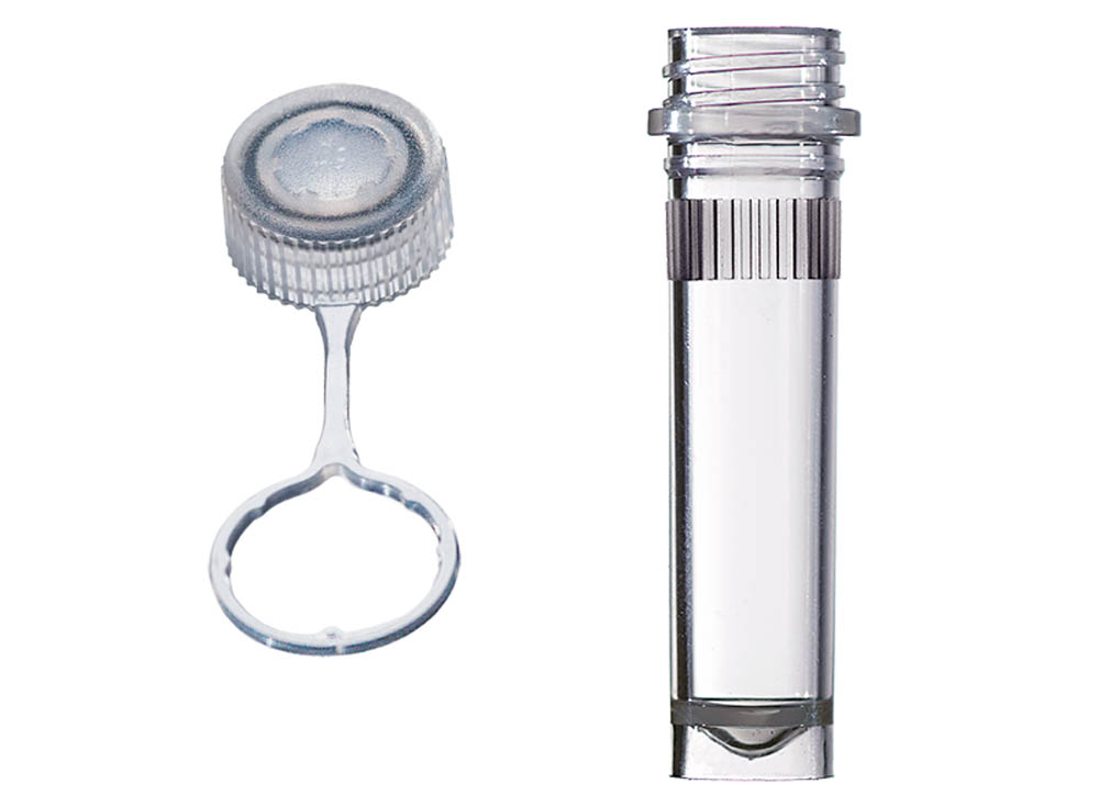 Sterile Assemblies: 2.0 mL Ribbed, Skirted Screw Microtubes & Tethered Flat Screw Caps