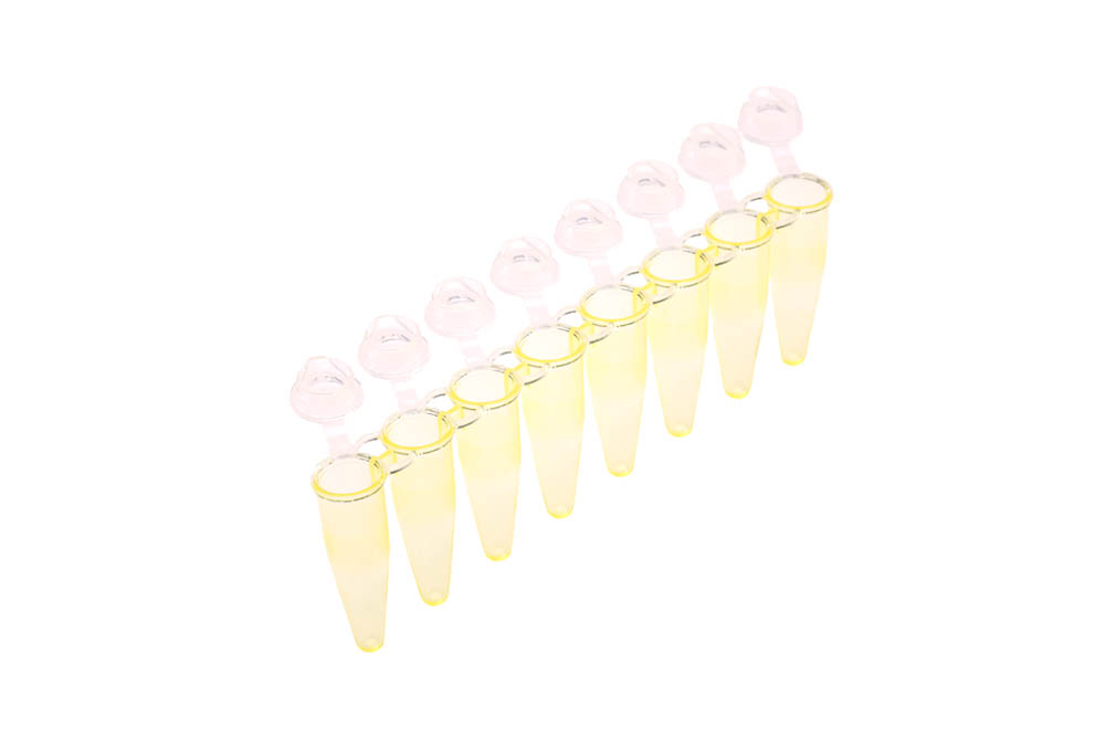 0.2 mL 8-Strip UltraFlux&reg; i Rigid PCR Tubes, Yellow Tubes with Clear Flat Caps