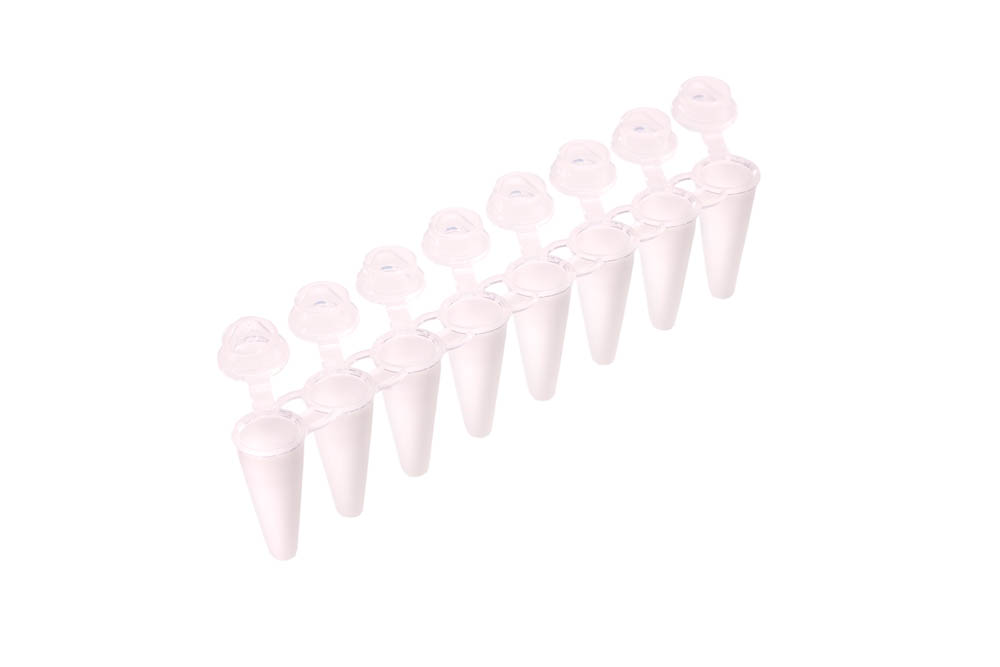 0.1 mL 8-Strip UltraFlux&reg; i Rigid PCR Tubes, White Tubes with Clear Flat Caps