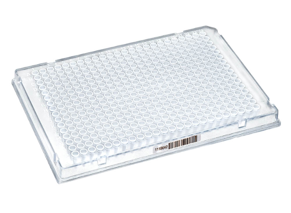 384-Well DuraFrame&reg; Rigid PCR Plates, A24 Notches, Clear, White Wells, Barcoded